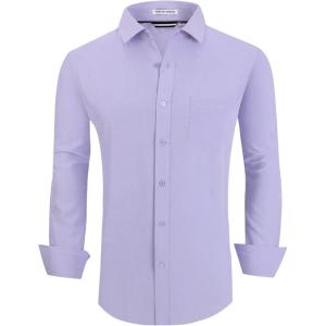 Alex Vando Mens Dress Shirts Regular Fit Long Sleeve Stretch Business Dress Shirts for Men(Lilac)