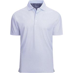 Alex Vando Mens Golf Shirt Moisture Wicking Classic Print Golf Shirts for Men(Black Blue Square 25)