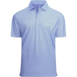 Alex Vando Mens Golf Shirt Moisture Wicking Classic Print Golf Shirts for Men(Black Square 25)