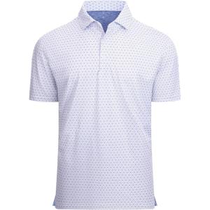 Alex Vando Mens Golf Shirt Moisture Wicking Classic Print Golf Shirts for Men(Blue Dots)