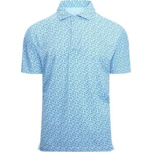 Alex Vando Mens Golf Shirt Moisture Wicking Classic Print Golf Shirts for Men(Blue Flower)