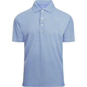 Alex Vando Mens Golf Shirt Moisture Wicking Classic Print Golf Shirts for Men(White Blue Square)