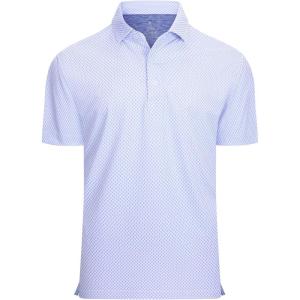 Alex Vando Mens Golf Shirt Moisture Wicking Classic Print Golf Shirts for Men(White Circle)