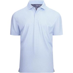 Alex Vando Mens Golf Shirt Moisture Wicking Classic Print Golf Shirts for Men(White Clover 25)