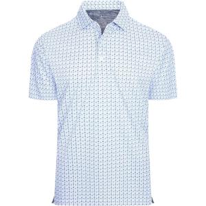 Alex Vando Mens Golf Shirt Moisture Wicking Classic Print Golf Shirts for Men(White U)