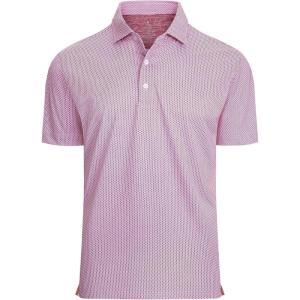 Alex Vando Mens Golf Shirt Moisture Wicking Classic Print Golf Shirts for Men(Wine Diamond)