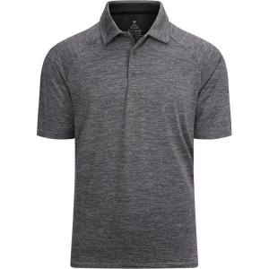 Alex Vando Mens Golf Shirt Moisture Wicking Quick-Dry Short Sleeve Casual Polo Shirts for Men(02a Charcoal)
