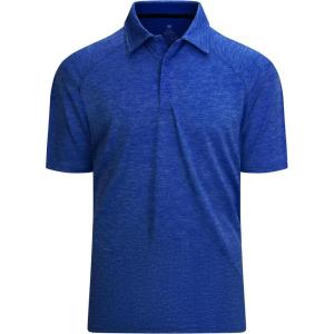 Alex Vando Mens Golf Shirt Moisture Wicking Quick-Dry Short Sleeve Casual Polo Shirts for Men(02a Dark Blue)