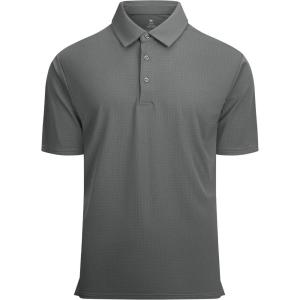 Alex Vando Mens Golf Shirt Moisture Wicking Quick-Dry Short Sleeve Casual Polo Shirts for Men(Birgitta Charcoal)