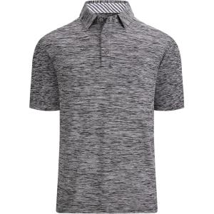 Alex Vando Mens Golf Shirt Moisture Wicking Quick-Dry Short Sleeve Casual Polo Shirts for Men(Black)