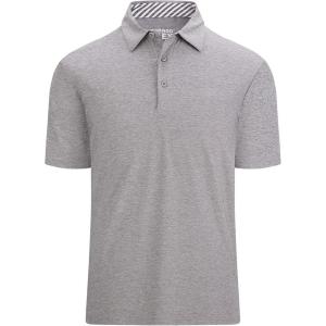 Alex Vando Mens Golf Shirt Moisture Wicking Quick-Dry Short Sleeve Casual Polo Shirts for Men(Grey)