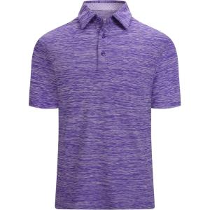 Alex Vando Mens Golf Shirt Moisture Wicking Quick-Dry Short Sleeve Casual Polo Shirts for Men(Purple)