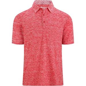 Alex Vando Mens Golf Shirt Moisture Wicking Quick-Dry Short Sleeve Casual Polo Shirts for Men(Red)