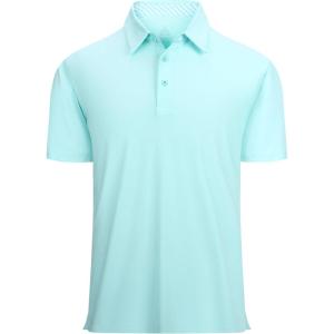 Alex Vando Mens Golf Shirt Moisture Wicking Quick-Dry Short Sleeve Casual Polo Shirts for Men(T-blue)