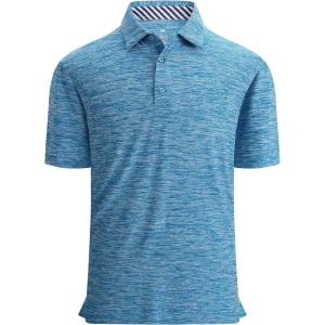 Alex Vando Mens Golf Shirt Moisture Wicking Quick-Dry Short Sleeve Casual Polo Shirts for Men(Turquoise)