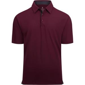 Alex Vando Mens Golf Shirt Moisture Wicking Quick-Dry Solid Short Sleeve Polo Shirts for Men(Burgundy 09)