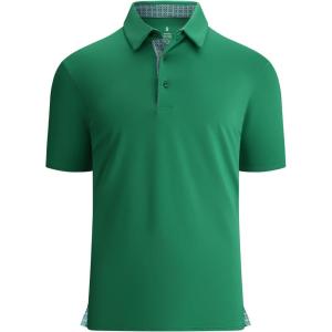 Alex Vando Mens Golf Shirt Moisture Wicking Quick-Dry Solid Short Sleeve Polo Shirts for Men(Green 09)