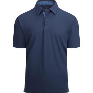 Alex Vando Mens Golf Shirt Moisture Wicking Quick-Dry Solid Short Sleeve Polo Shirts for Men(Navy 09)