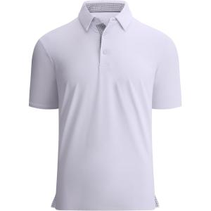 Alex Vando Mens Golf Shirt Moisture Wicking Quick-Dry Solid Short Sleeve Polo Shirts for Men(White 09)