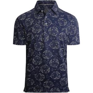 Alex Vando Mens Hawaiian Golf Shirt Moisture Wicking Digital Print Golf Shirts for Men(Navy Christmas Ball)