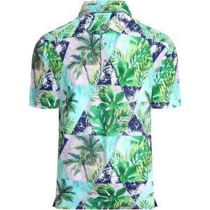 Alex Vando Mens Hawaiian Golf Shirt Moisture Wicking Digital Print Golf Shirts for Men(Navy Palm)