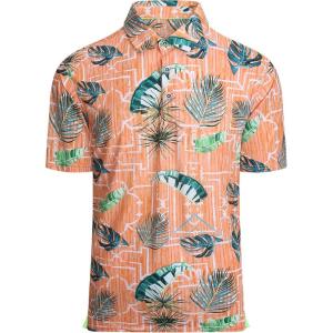 Alex Vando Mens Hawaiian Golf Shirt Moisture Wicking Digital Print Golf Shirts for Men(Orange Leaf)