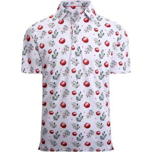 Alex Vando Mens Hawaiian Golf Shirt Moisture Wicking Digital Print Golf Shirts for Men(White Christmas Ball)