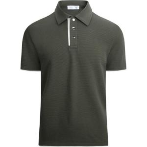 Alex Vando Mens Polo Shirt Cotton Blend Fashion Casual Polo Shirts for Men(Green)