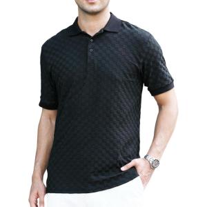 Alex Vando Mens Polo Shirts Short Sleeve Regular Fit Fashion Designed Shirt(Black Jacquard)