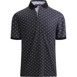 Alex Vando Mens Polo Shirts Short Sleeve Regular Fit Fashion Designed Shirt(Black W/ White Triangle)