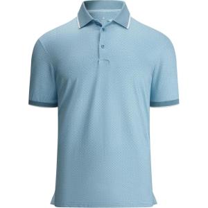 Alex Vando Mens Polo Shirts Short Sleeve Regular Fit Fashion Designed Shirt(Blue Circle)