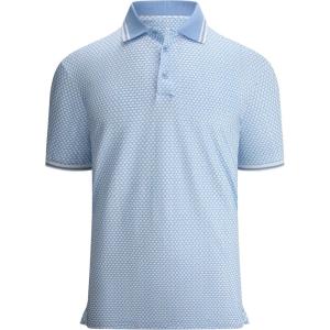 Alex Vando Mens Polo Shirts Short Sleeve Regular Fit Fashion Designed Shirt(Blue Flower)