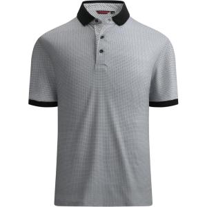 Alex Vando Mens Polo Shirts Short Sleeve Regular Fit Fashion Designed Shirt(Grey W/ Black Dots)
