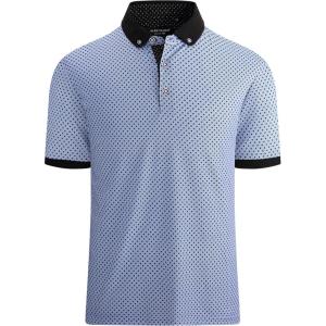 Alex Vando Mens Polo Shirts Short Sleeve Regular Fit Fashion Designed Shirt(Print02 Blue)