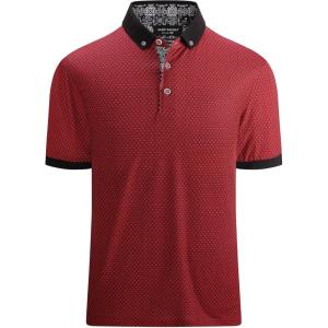 Alex Vando Mens Polo Shirts Short Sleeve Regular Fit Fashion Designed Shirt(Print03 Red)