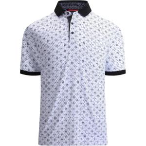 Alex Vando Mens Polo Shirts Short Sleeve Regular Fit Fashion Designed Shirt(White W/ Black Triangle)