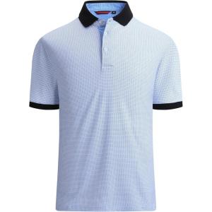 Alex Vando Mens Polo Shirts Short Sleeve Regular Fit Fashion Designed Shirt(White W/ Blue Dots)