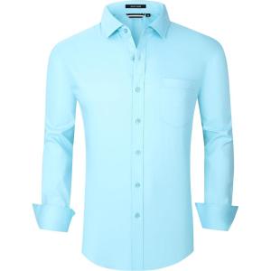 Alex Vando Mens Rayon Dress Shirts Wrinkle Free Regular Fit Stretch Button Down Shirt(Aqua)