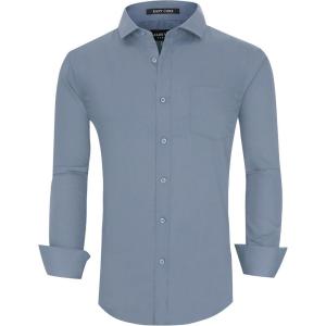 Alex Vando Mens Rayon Dress Shirts Wrinkle Free Regular Fit Stretch Button Down Shirt(Charcoal)