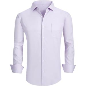 Alex Vando Mens Rayon Dress Shirts Wrinkle Free Regular Fit Stretch Button Down Shirt(Purple Houndstooth)