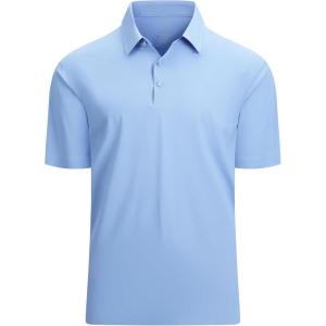 Alex Vando Mens Seamless Golf Shirt Moisture Wicking Quick-Dry Tailored Fit Polo Shirts(Blue)