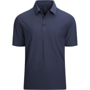 Alex Vando Mens Seamless Golf Shirt Moisture Wicking Quick-Dry Tailored Fit Polo Shirts(Navy)