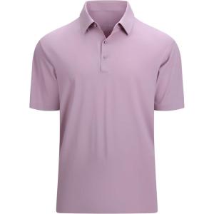 Alex Vando Mens Seamless Golf Shirt Moisture Wicking Quick-Dry Tailored Fit Polo Shirts(Purple)