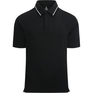 Alex Vando Mens Seamless Golf Shirt Moisture Wicking Quick-Dry Tailored Fit Polo Shirts(Stain Resistant Black)