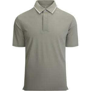 Alex Vando Mens Seamless Golf Shirt Moisture Wicking Quick-Dry Tailored Fit Polo Shirts(Stain Resistant Grey)