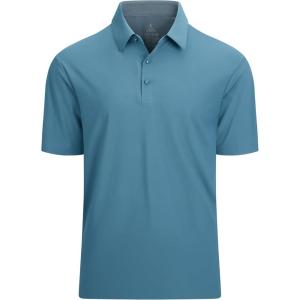 Alex Vando Mens Seamless Golf Shirt Moisture Wicking Quick-Dry Tailored Fit Polo Shirts(Teal)