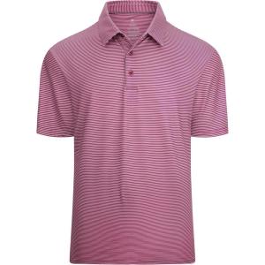 Alex Vando Mens Striped Golf Shirt Moisture Wicking Quick-Dry Sports Polo Shirts(Red/White)