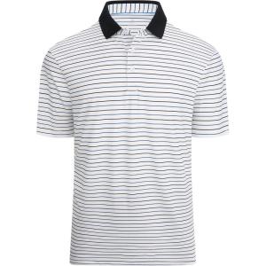 Alex Vando Mens Striped Golf Shirt Moisture Wicking Quick-Dry Sports Polo Shirts(White/Black)