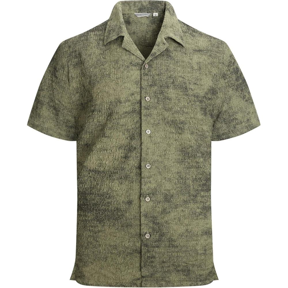 imageAlex Vando Mens Hawaiian Shirts Short Sleeve Summer Aloha Hawaii ShirtsGreenBlack