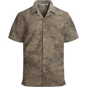 Alex Vando Mens Hawaiian Shirts Short Sleeve Summer Aloha Hawaii Shirts(Khaki/Black)